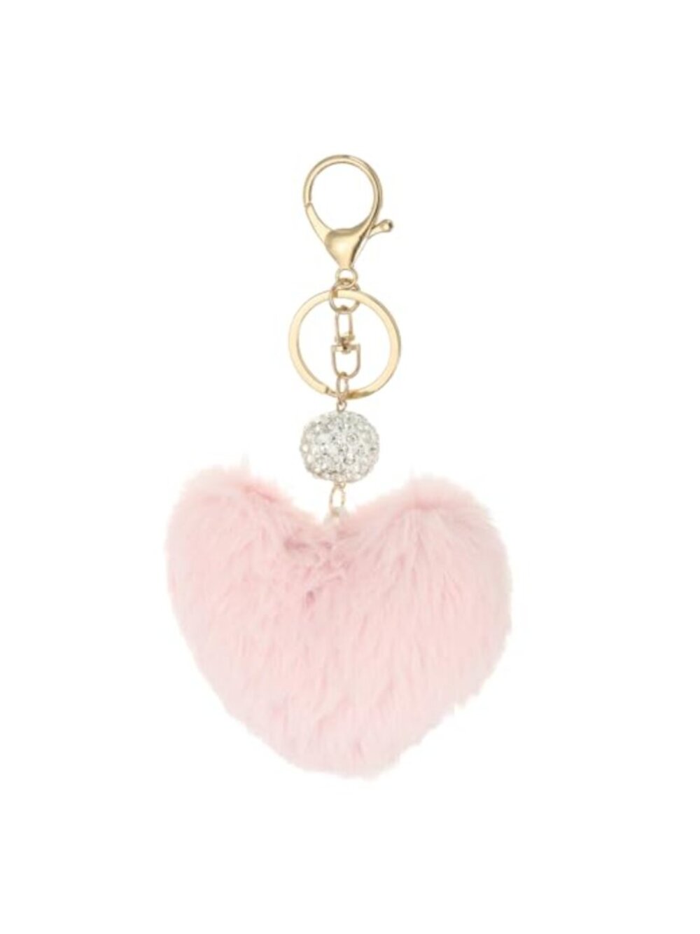 Faux Rabbit Fur Pom Pom Keychain Heart Puff Ball Bag Charm